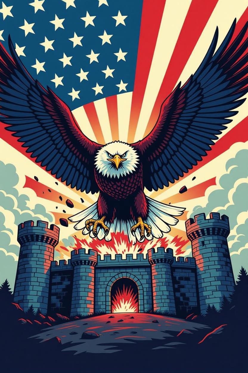 Eagle Warrior with American Flag